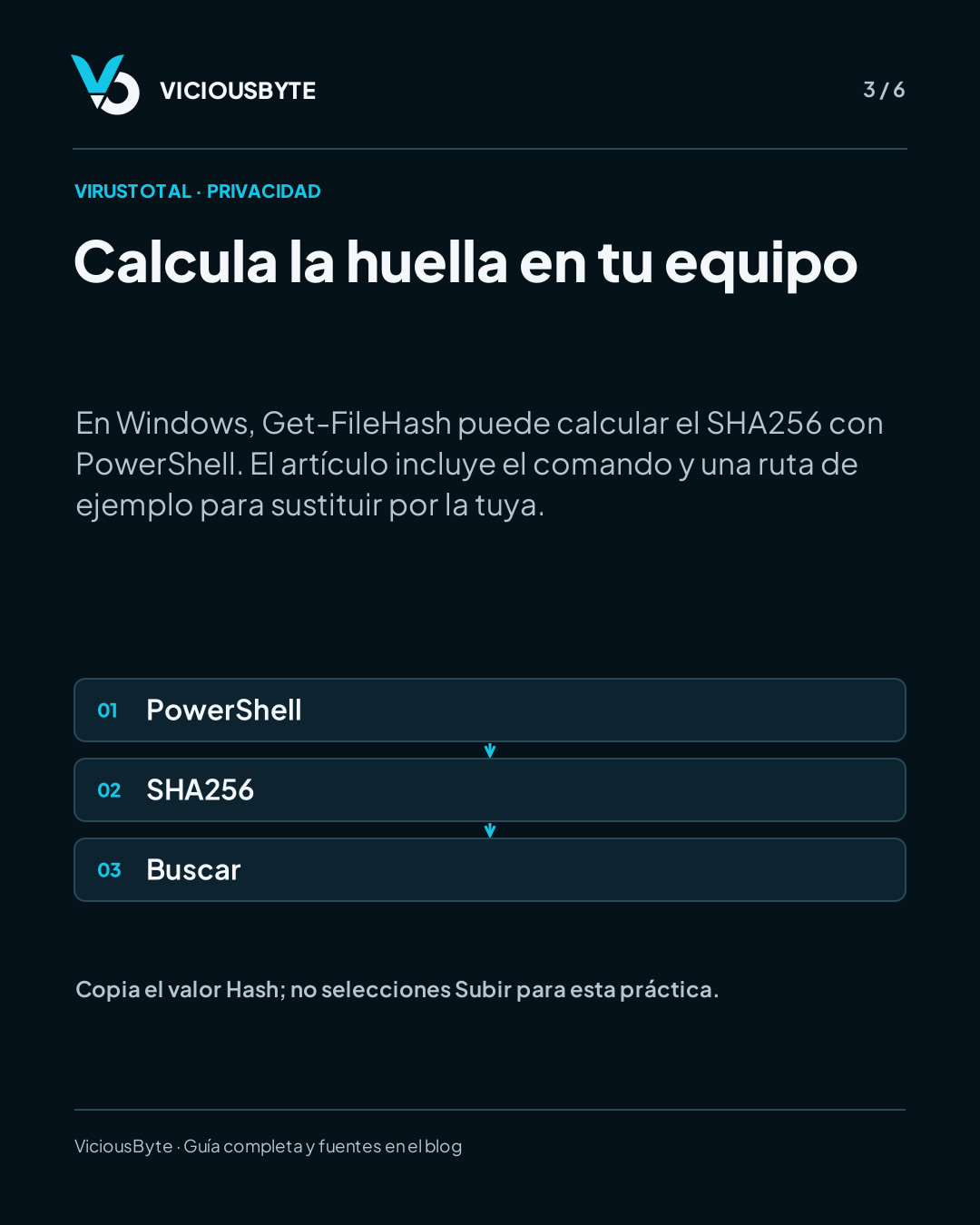 VirusTotal: consulta el SHA256 antes de decidir si subes un archivo — lámina 3