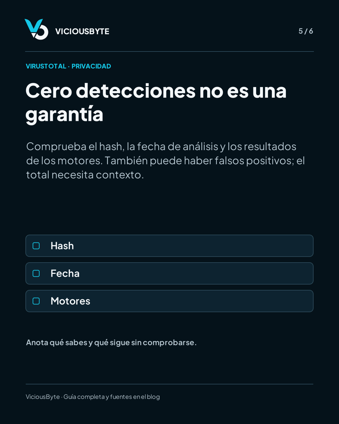 VirusTotal: consulta el SHA256 antes de decidir si subes un archivo — lámina 5